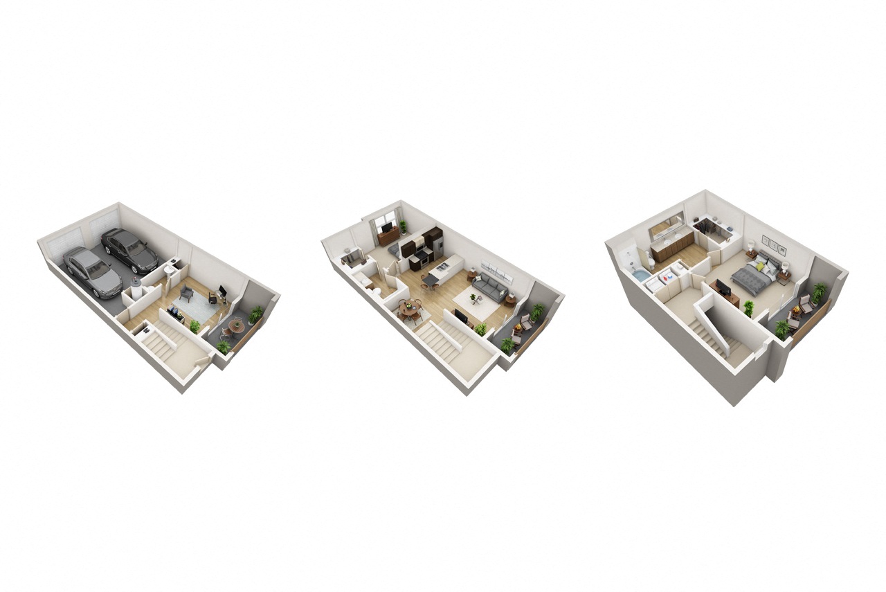 Floor plan for 2 beds, 2.5 baths, 1543 sqft